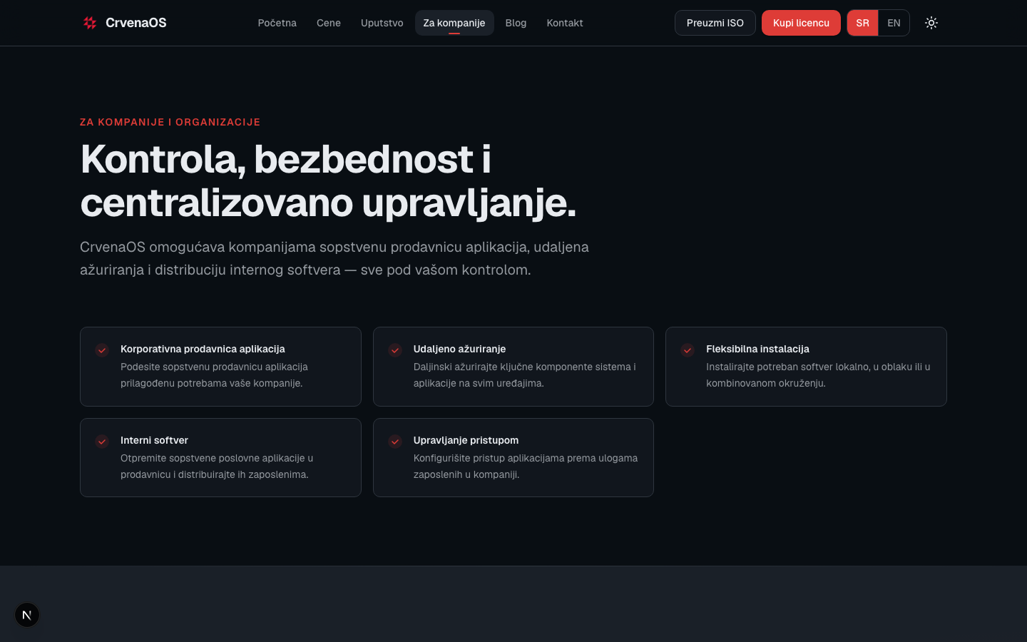 Business and corporate solutions page