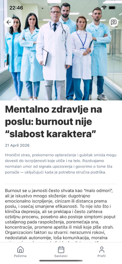Mobile educational article on burnout