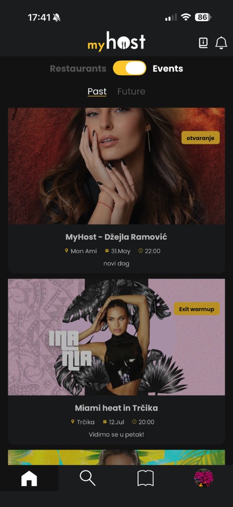 MyHost events discovery